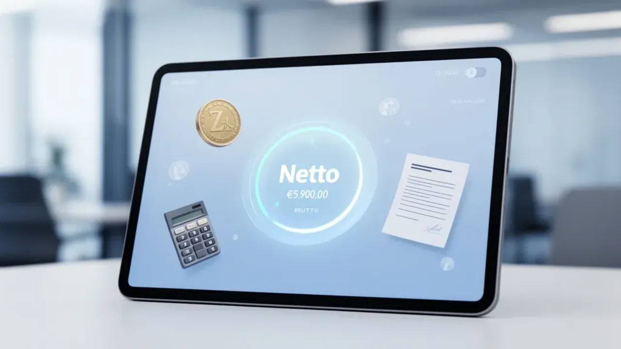 3800 brutto ile to netto? Sprawdź ile to 3800 zł brutto w kalkulatorze Kalkulator finansowy na tablecie pokazujący dane 3800 brutto ile to netto w 2026 roku.