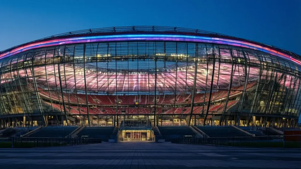 Ile ludzi pomieści Stadion Narodowy im. Kazimierza Górskiego? Widok na puste trybuny i murawę, obrazujący ile ludzi pomieści Stadion Narodowy podczas wydarzeń sportowych i koncertów.