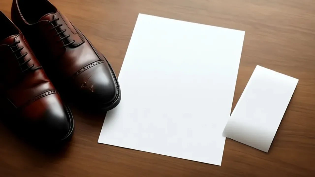Jak napisać reklamację butów: Skutecznie zareklamować wadliwy towar Wydrukowane pismo reklamacyjne obok uszkodzonego obuwia jako poradnik jak napisać reklamację butów.