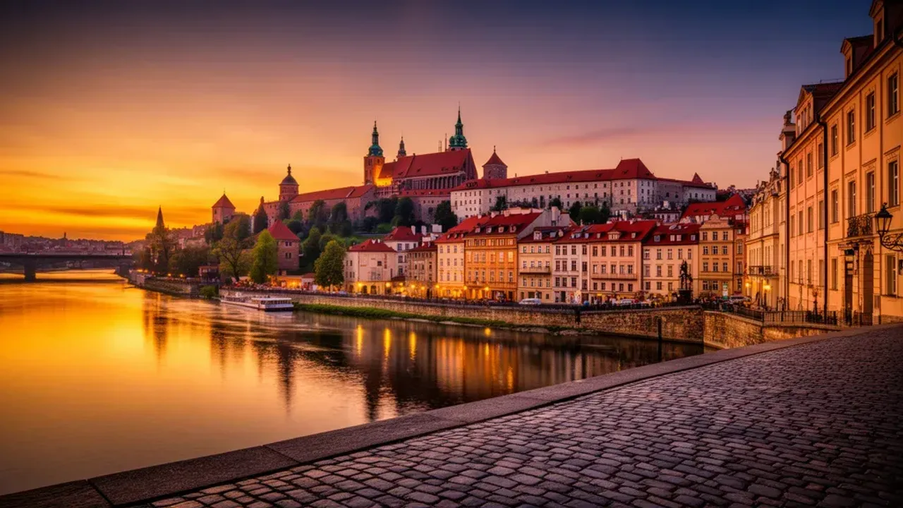 Kraków atrakcje dla par: warto zobaczyć zabytek, muzeum i odkryć randkę Widok na Wawel i bulwary wiślane o zachodzie słońca jako kraków atrakcje dla par.